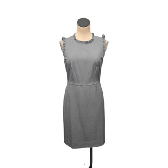 J. Crew Dresses & Skirts - J Crew Dress Womens 6 Gray Sleeveless Ruffle Neck‎ Sheath Office Career Work